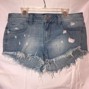 Express Light Wash Ripped Jean Shorts